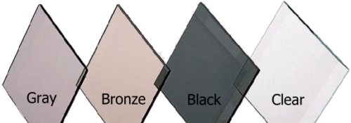 Glass Color samples - Gray, Bronze, Black, Clear