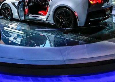 Auto Show bent Glass Railing